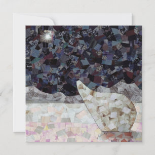 Bear polaire et carte de Noël Carré étoile, blanc