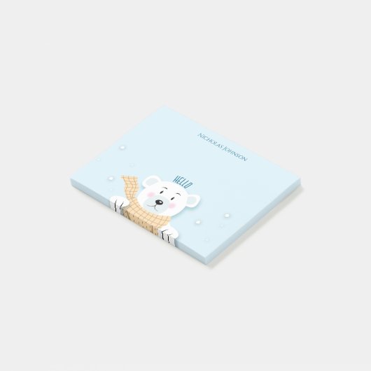 Bear polaire mignonne hiver post-it notes (Incliné)