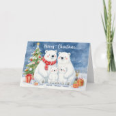Bear polaire mignonne Nom de famille Carte de Noël (Devant)
