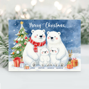 Bear polaire mignonne Nom de famille Carte de Noël