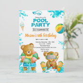Bear Pool Party Birthday Invitation (Debout devant)