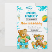 Bear Pool Party Birthday Invitation (Devant / Derrière)