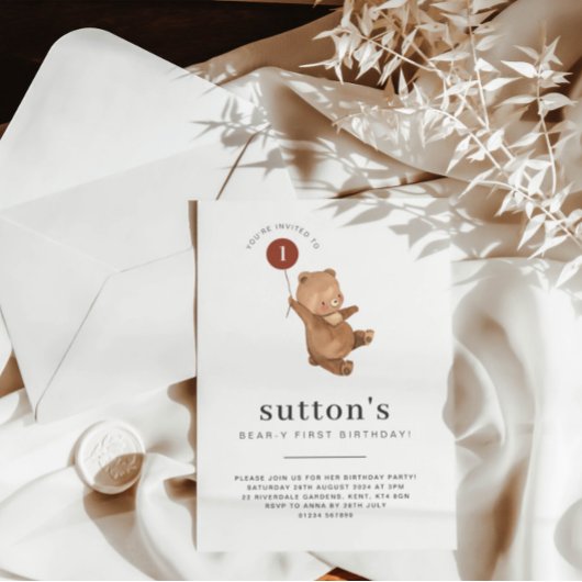 Bear Premier Anniversaire Invitation Rouille Ballo
