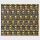 Bear Riding a Carousel Horse in a Forest Cadeaupapier (Vlak)