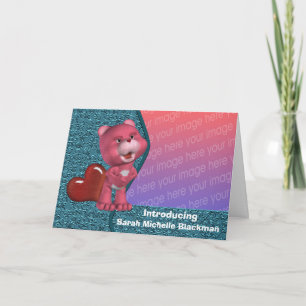 Bear rose mignonne Coeur rouge Nouveau Carte photo
