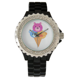 Bear Scoop Ice Cream Cone Horloge