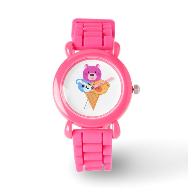 Bear Scoop Ice Cream Cone Horloge (Voorkant)
