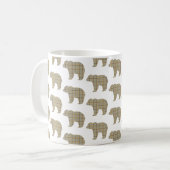 Bear Shape Plaid Tan Brown Cabin Core Koffiemok (Voorkant links)