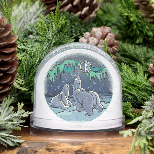 Bear Snow Globe Custom Polar Bear & Cubs Snowglobe (Hiver)