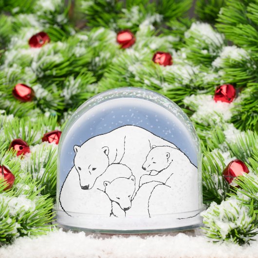 Bear Snow Globe Custom Polar Bear & Cubs Snowglobe (Noël)