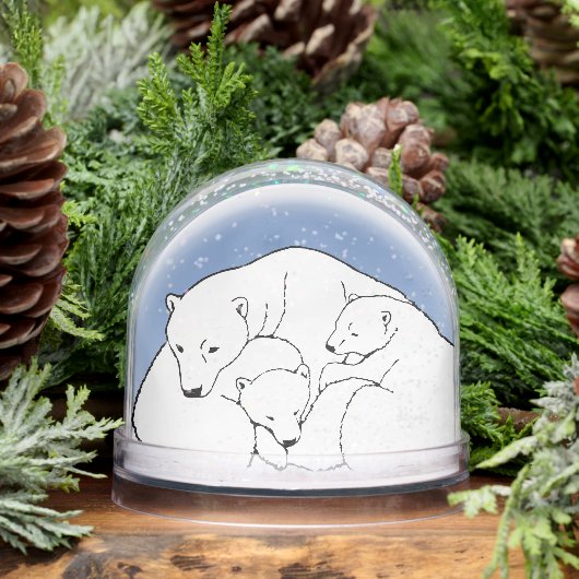 Bear Snow Globe Custom Polar Bear & Cubs Snowglobe Sneeuwbol (Winter)