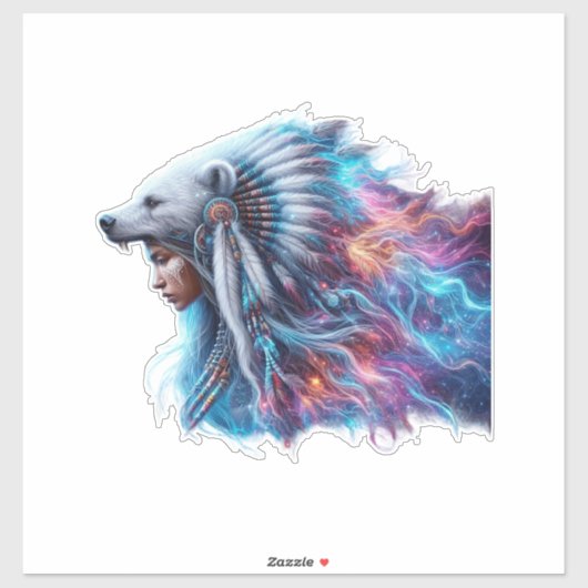 Bear Spirit Warrior Custom-Cut Vinyl Sticker (Feuille)