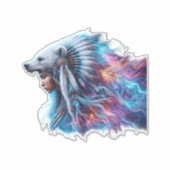 Bear Spirit Warrior Custom-Cut Vinyl Sticker (Devant)