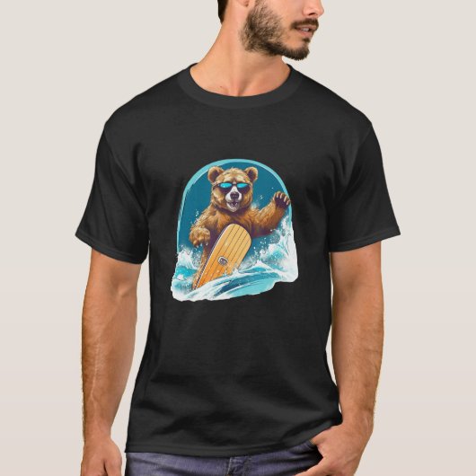 Bear Surfing A Wave Bear Surfing Surf T-shirt (Voorkant)