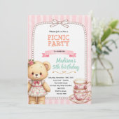 Bear tea party invitation kaart (Staand voorkant)