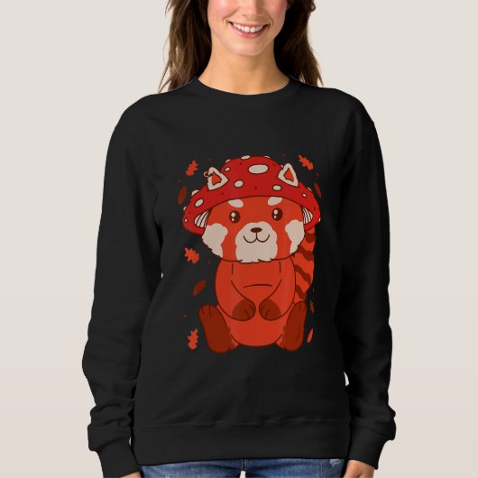 Bear Toadstool Hat Autumn Cat Bear Red Panda Trui (Voorkant)