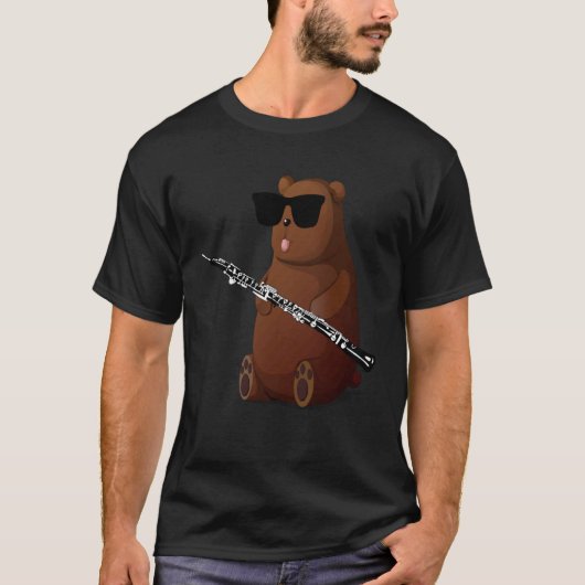 Bear Wearing Sunglasses Playing Oboe T-shirt (Voorkant)