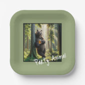 Bear with Birthday Beer Papieren Bordje (Voorkant)
