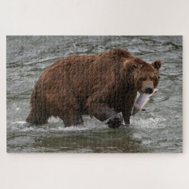 Bear with Salmon in Katmai National Park Alaska Legpuzzel
