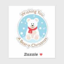 Bear-y Christmas Greeting Custom-Cut Vinyl Sticker
