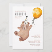 Bear y Cute 1er Anniversaire Invitation - Brown Te (Devant)