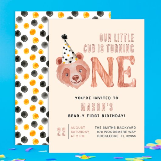Bear y Cute 1er Anniversaire Invitation - Teddy Be