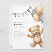 Bear-Y Cute Boy’s 1st Birthday Invitation (Devant)