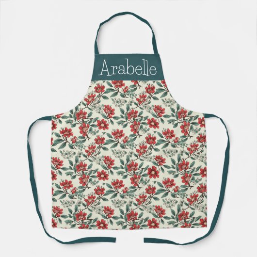 Bearberry en Cream Floral Schort met groene blader (Voorkant)