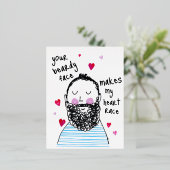 Beard Face Carte de Saint Valentin - Anniversaire (Debout devant)