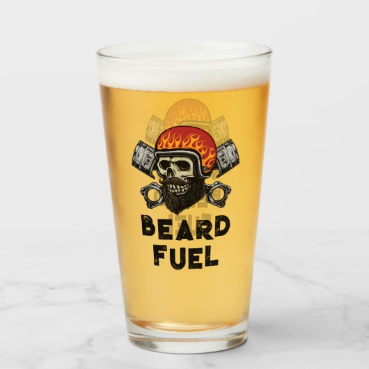BEARD FUEL Funny Mannen Skull & Flames Joke Gift Glas (Voorkant gevuld)