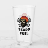 BEARD FUEL Funny Mannen Skull & Flames Joke Gift Glas (Voorkant)