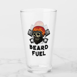 BEARD FUEL Funny Mannen Skull & Flames Joke Gift Glas