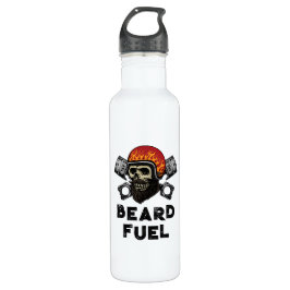 BEARD FUEL Funny Mannen Skull & Flames Joke Gift Waterfles