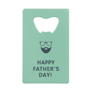 Beard man happy vaderdag turquoise kredietkaart flessenopener