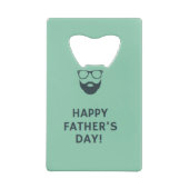 Beard man happy vaderdag turquoise kredietkaart flessenopener (Achterkant)