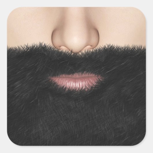 Beard Mouth and Nose Vierkante Sticker (Voorkant)