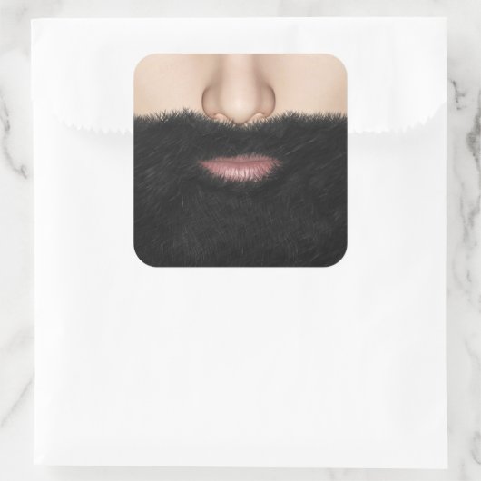 Beard Mouth and Nose Vierkante Sticker (Tas)