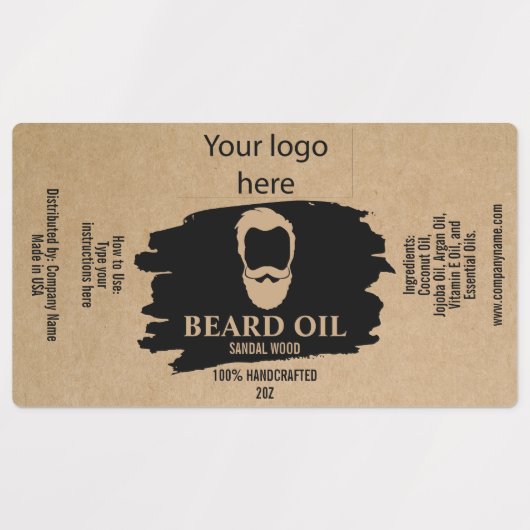 Beard Oil Label template-pakket product add logo (Design 2)