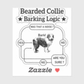 Bearded Collie Barking Logica Grappige Hond Sarcas Sticker (Vel)
