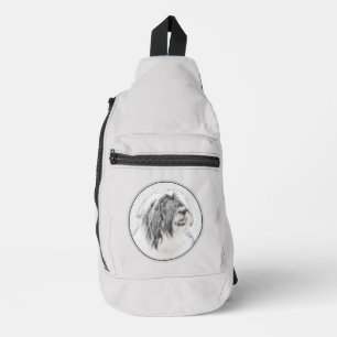 Bearded Collie Beardie Black Tekening Schattigee D Sling Bag