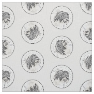 Bearded Collie Beardie Black Tekening Schattigee D Stof
