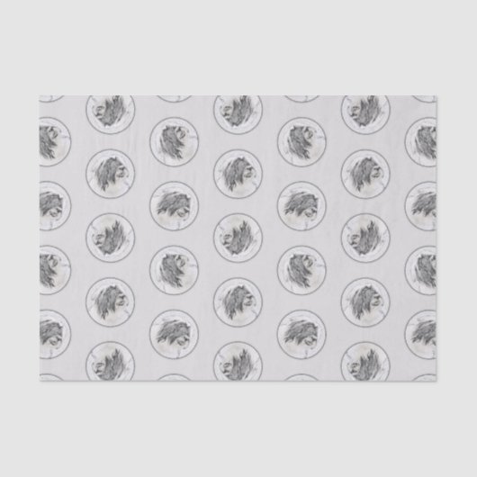 Bearded Collie Beardie Black Tekening Schattigee D Tissuepapier (Voorkant)