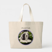 Bearded Collie Beardie Zwart Schilderen Schattigee Grote Tote Bag (Achterkant)