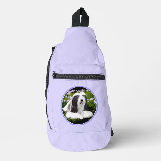 Bearded Collie Beardie Zwart Schilderen Schattigee Sling Bag (Voorkant)