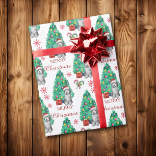 Bearded Collie Dog-kerstpatroon Cadeaupapier