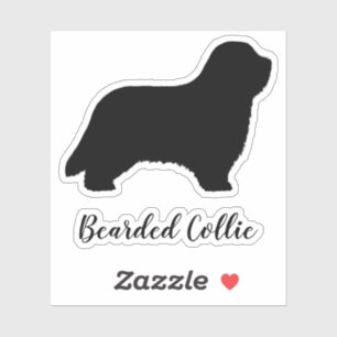 Bearded Collie Dog Silhouet Vinyl Sticker