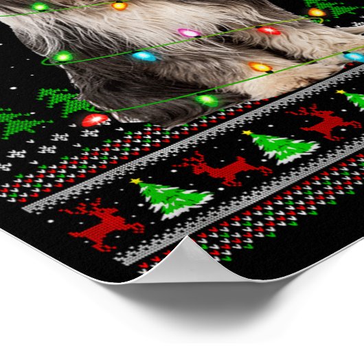 Bearded Collie Dog Ugly Christmas Sweater Holiday Poster (Hoek)