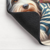 Bearded Collie Dragen Gestreepte Pyjama Muismat (Hoek)