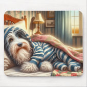 Bearded Collie Dragen Gestreepte Pyjama Muismat (Voorkant)