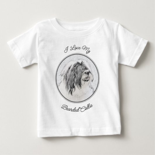 Bearded Collie Drawing - Cute Original Dog Art (Voorkant)